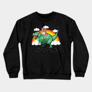 T Rex Dinosaur Riding Bulldog Dog Crewneck Sweatshirt